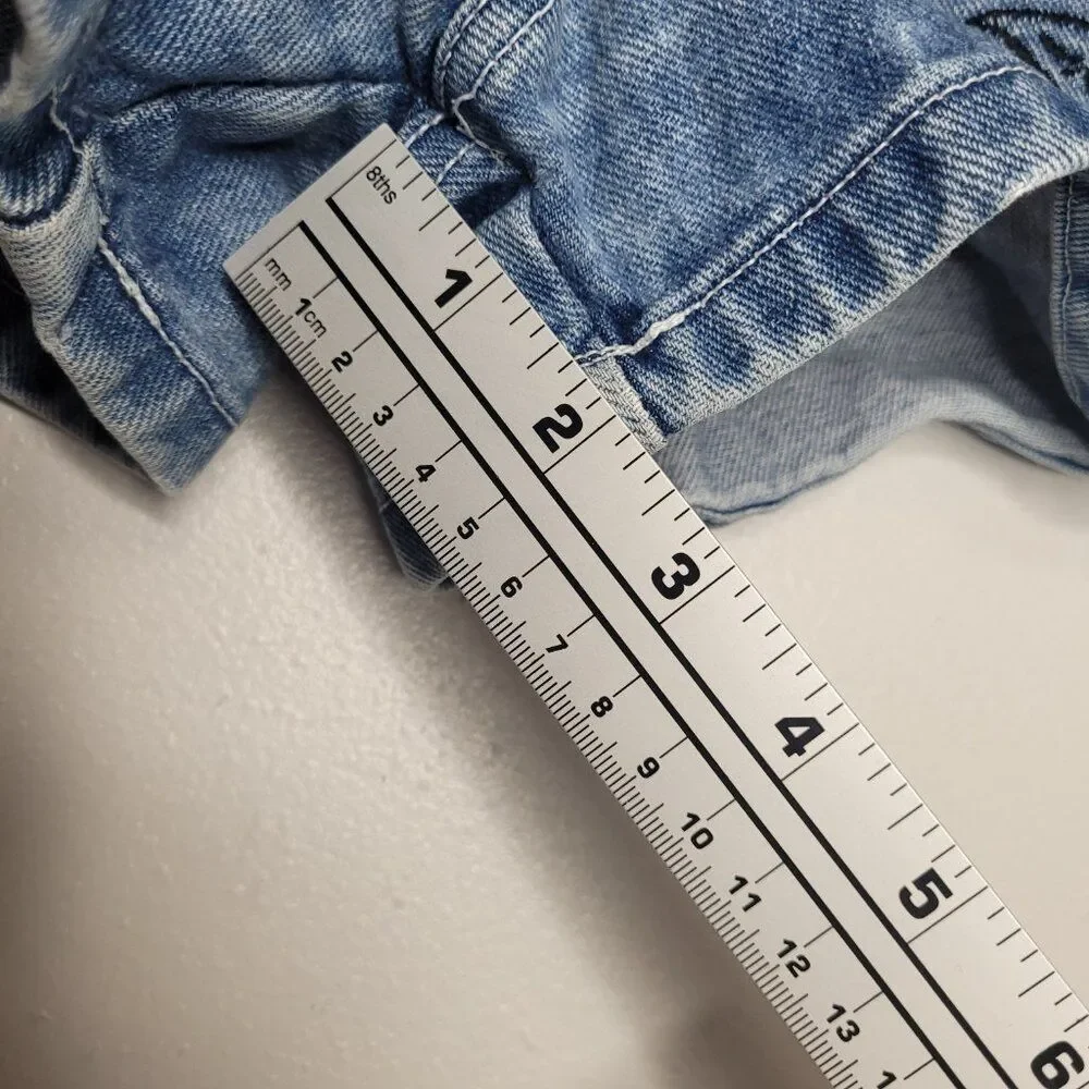 Vintage y2k 90s butterfly denim high rise shorts size 13/14 - Picture 5 of 8